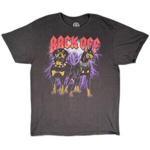 DOM “Back Off” Graphic T Shirt Dogs Lightning Rock Style Black Tee Size L